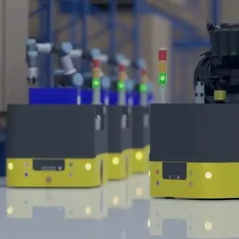 AGV versorgt Warenkörbe an VM-Plätzen